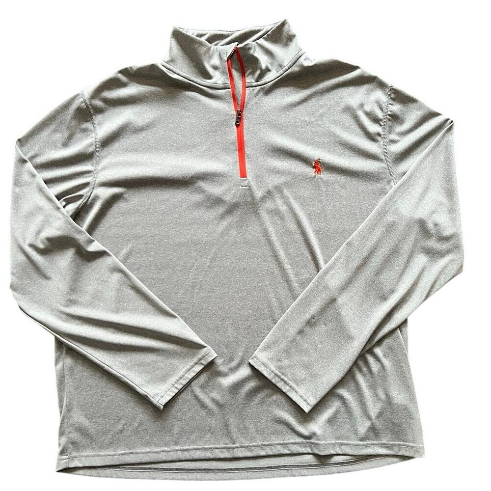 Polo Ralph Lauren Performance Gray 1/4 Zip Pullover Red Logo XL
